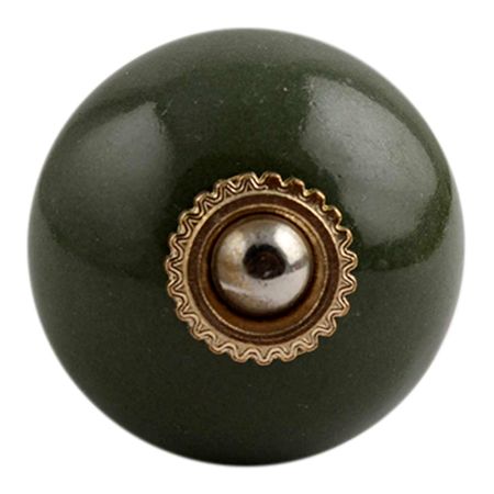 Olive Round Golden Fitting Ceramic Cabinet Knob